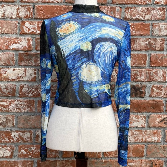 🎉HP 🎉Starry Night blue Van Gogh crop top 🌠 / S, M, L, XL  / NWOT - Picture 9 of 11